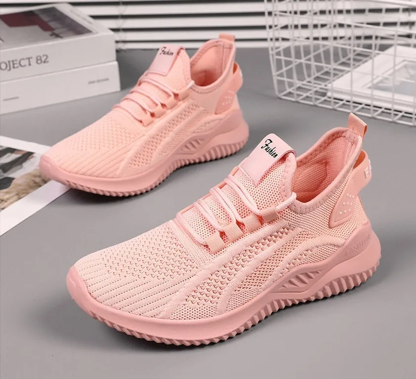 Sporty Almond Toe Running Sneakers with Shock-Absorbing Design