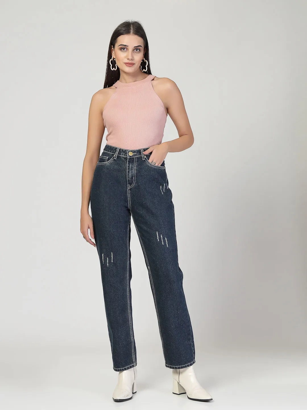 Style Quotient Women Relaxed Fit High Rise Cotton Jeans