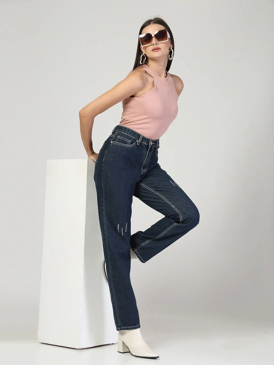 Style Quotient Women Relaxed Fit High Rise Cotton Jeans