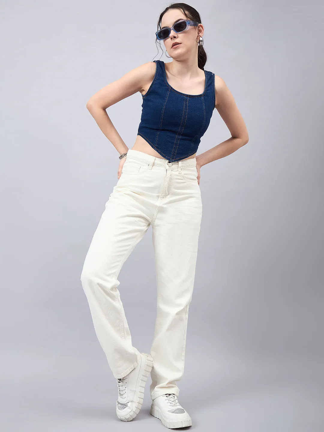Style Quotient Women Relaxed Fit High Rise Cotton Jeans