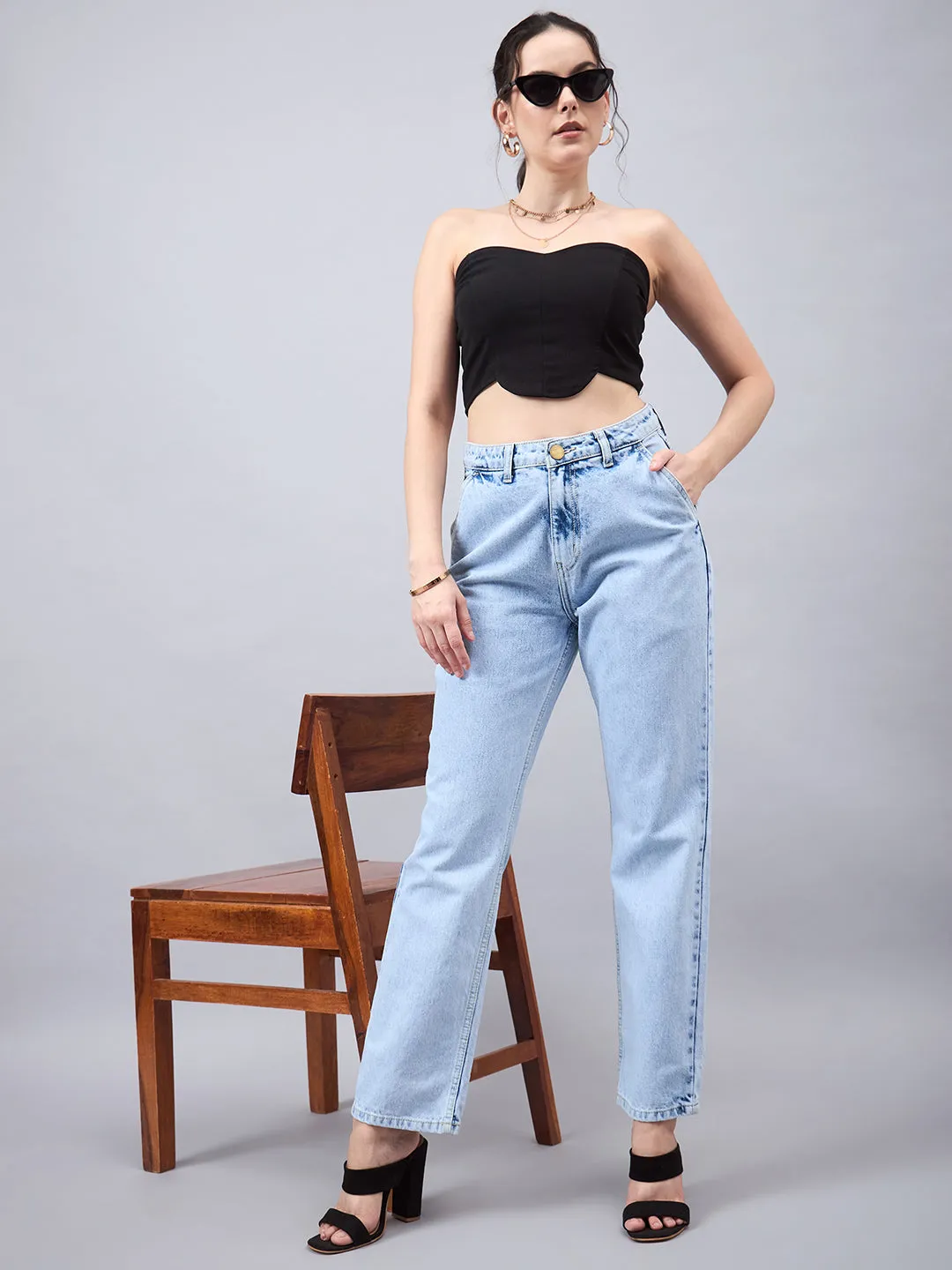 Style Quotient Women Relaxed Fit High Rise Cotton Jeans