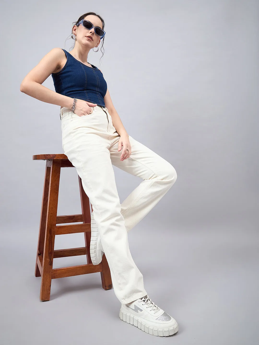 Style Quotient Women Relaxed Fit High Rise Cotton Jeans