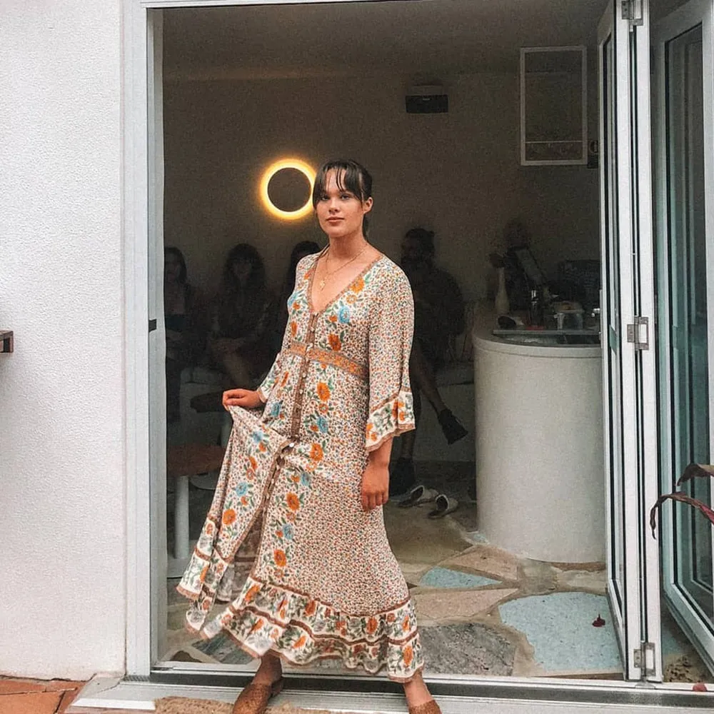 V-Neck Hippie Dress