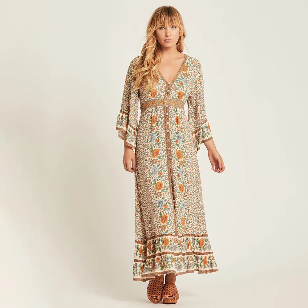 V-Neck Hippie Dress