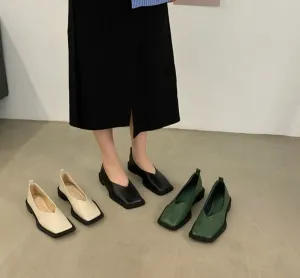 woloong Spring New Flat Shoes Square Toe Square Toe Shallow Mouth Slip on Loafers Ladies Casual Shoes Zapatos Size35-43