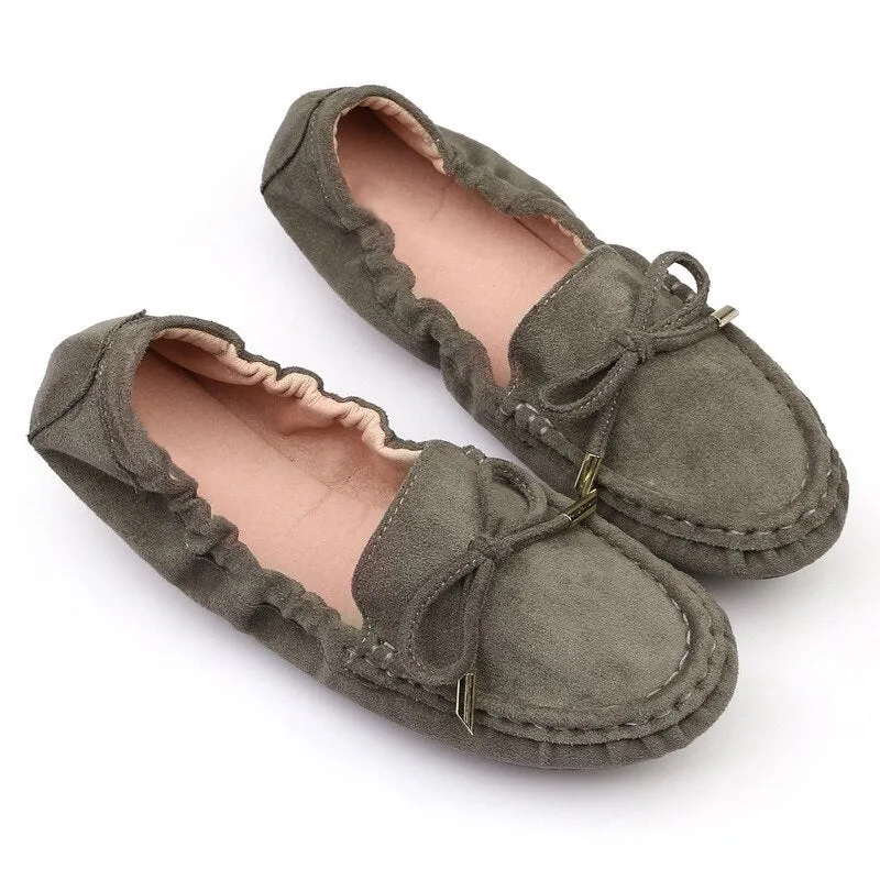Women Comfort Loafers Bowtie Flat Shoes
