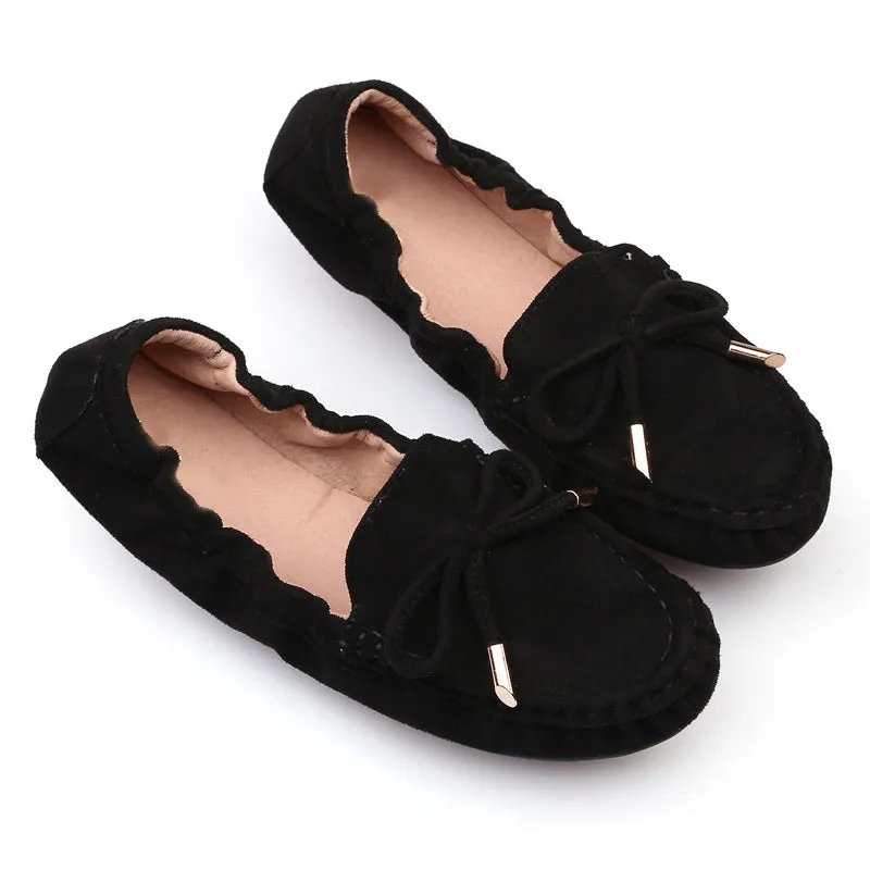 Women Comfort Loafers Bowtie Flat Shoes
