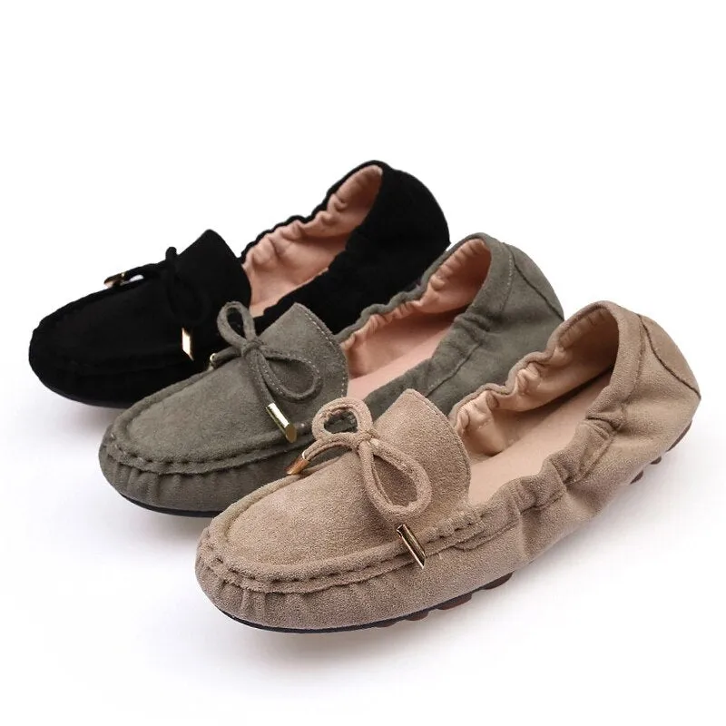 Women Comfort Loafers Bowtie Flat Shoes
