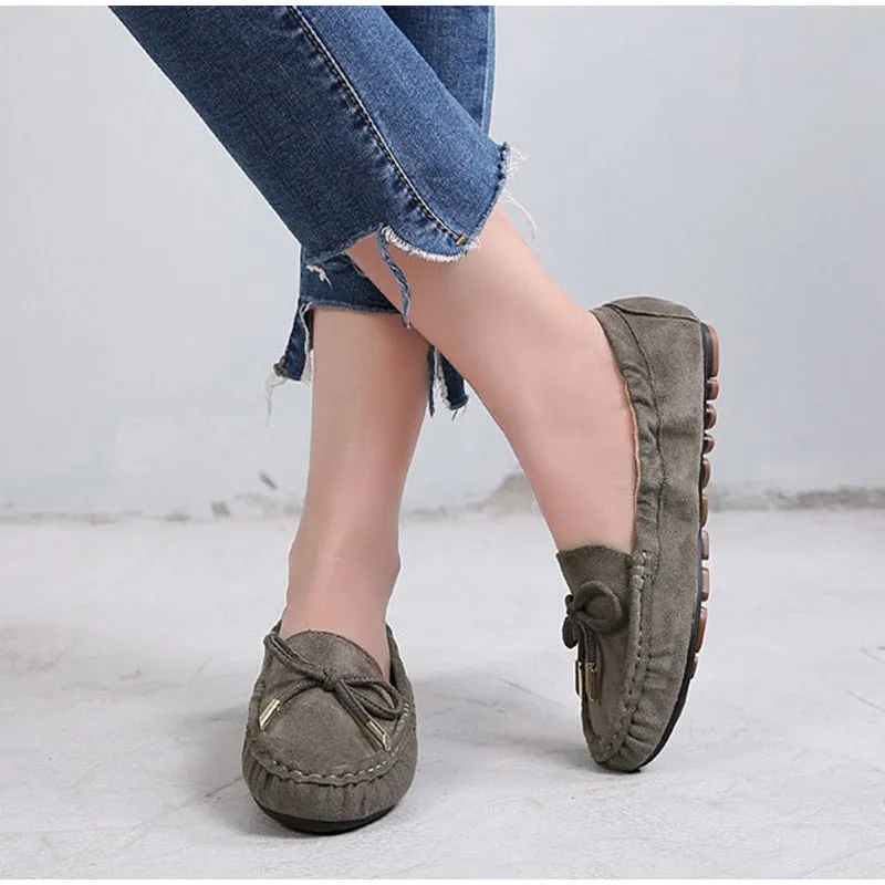 Women Comfort Loafers Bowtie Flat Shoes