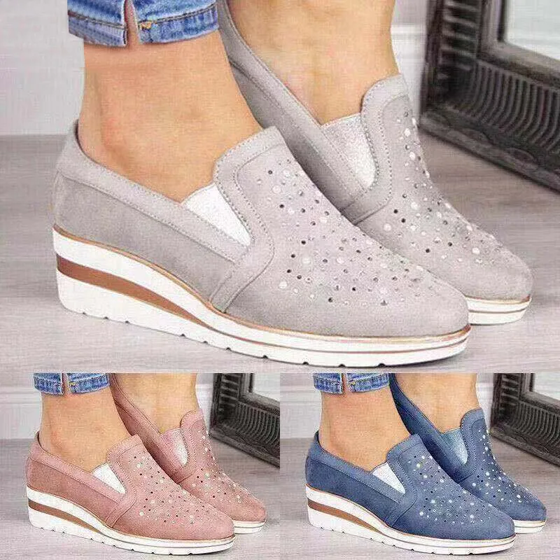 Women’s Classic Wedge Sneakers with Beads | For Everyday Wear