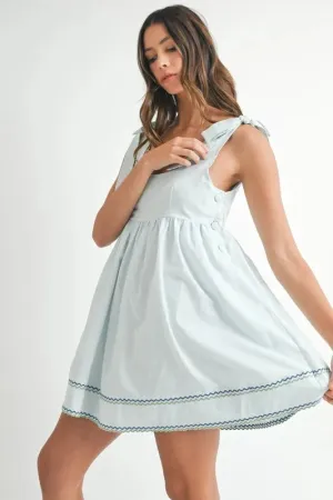 Zig Zag Embroidered Shoulder Tie Mini Dress for Women – Embroidered Mini Dress, Shoulder Tie Dress, Casual Mini Dress, Bohemian Dress, Trendy Dress, Stylish Embroidered Dress